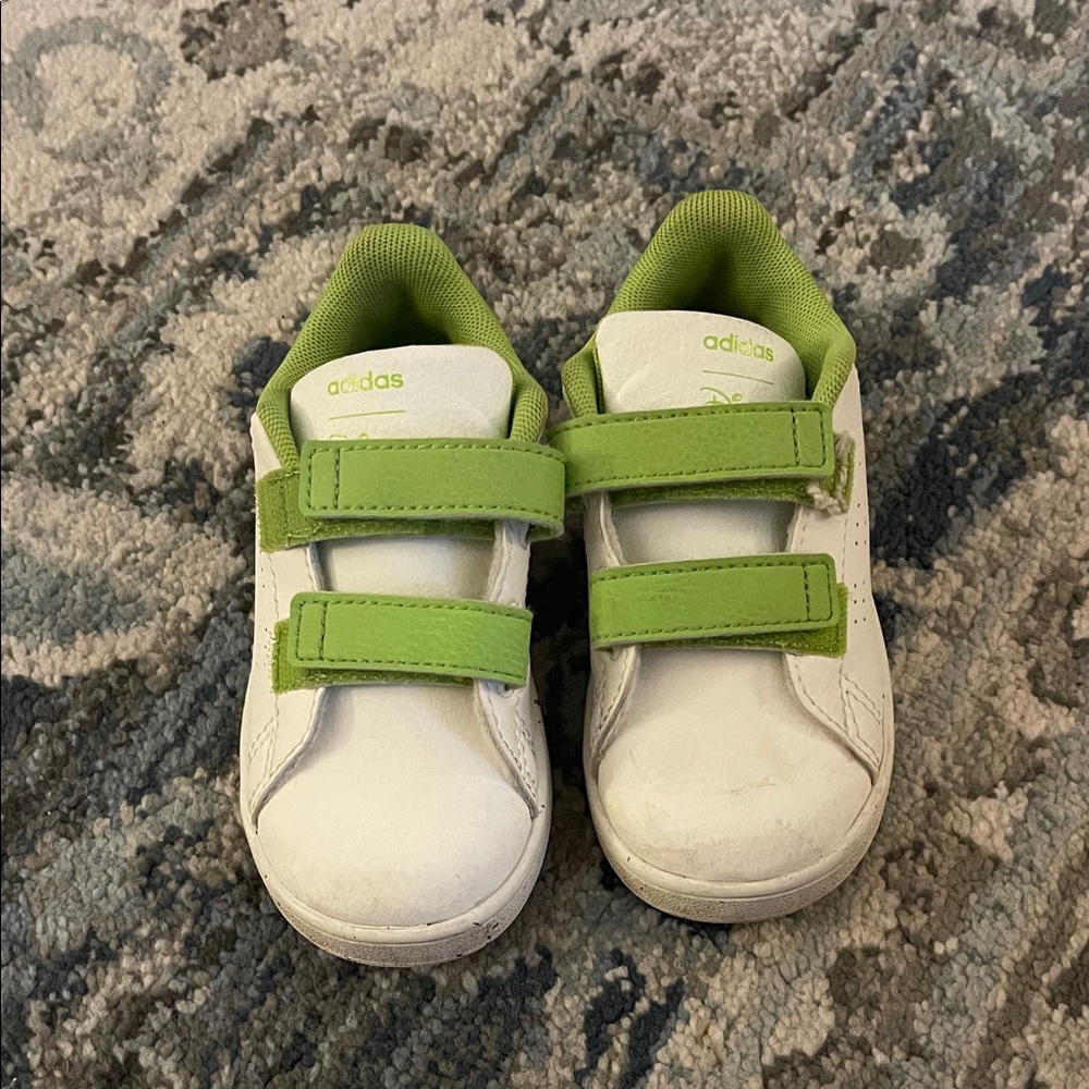 Adidas x Disney Kermit Kids White and Lime Green Sneakers